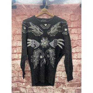 Womens Fred Schubach Vintage SUZELLE Long Sleeve Pullover Sweater Size Small